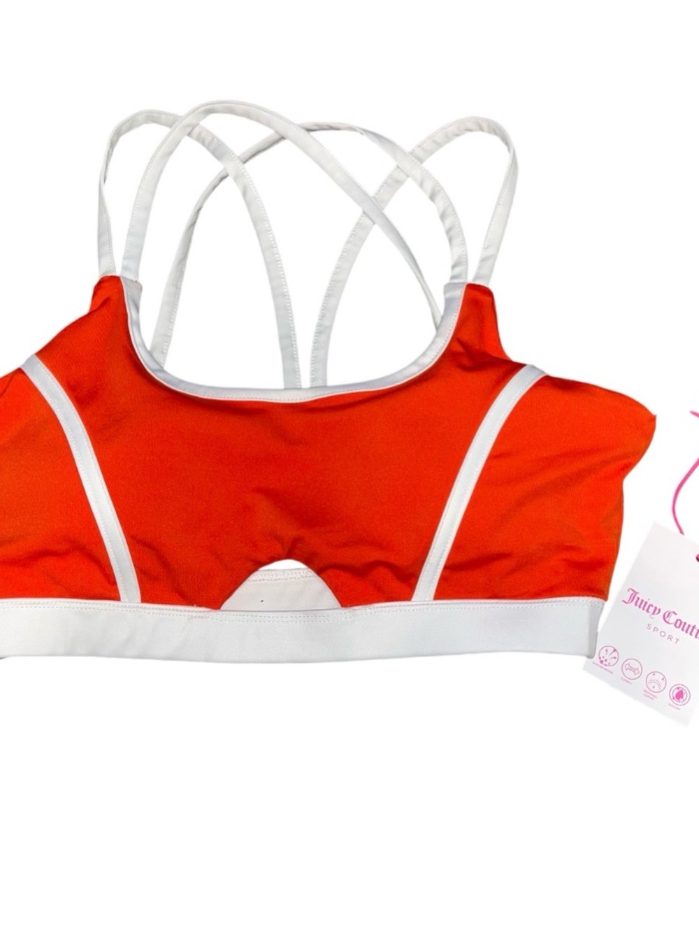 Juicy Couture Sport Orange White Lined Sports Bra NWT Ladies Small Medium